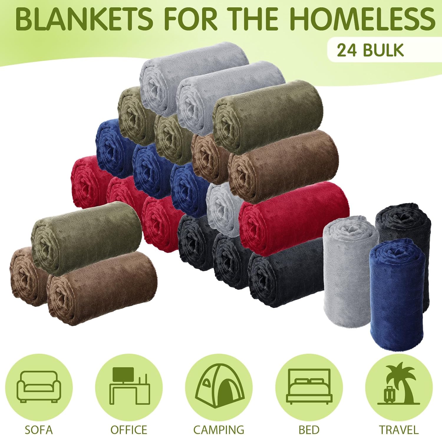 Toulite 24 Pcs Bulk Flannel Fleece Blankets 50 x 60 Inch for Homeless Donations Cozy Fleeces Throw Blankets Winter Fleece Blanket for Donations Bed Couch Sofa Home Camping Gifts(Dark Colors) - Image 2