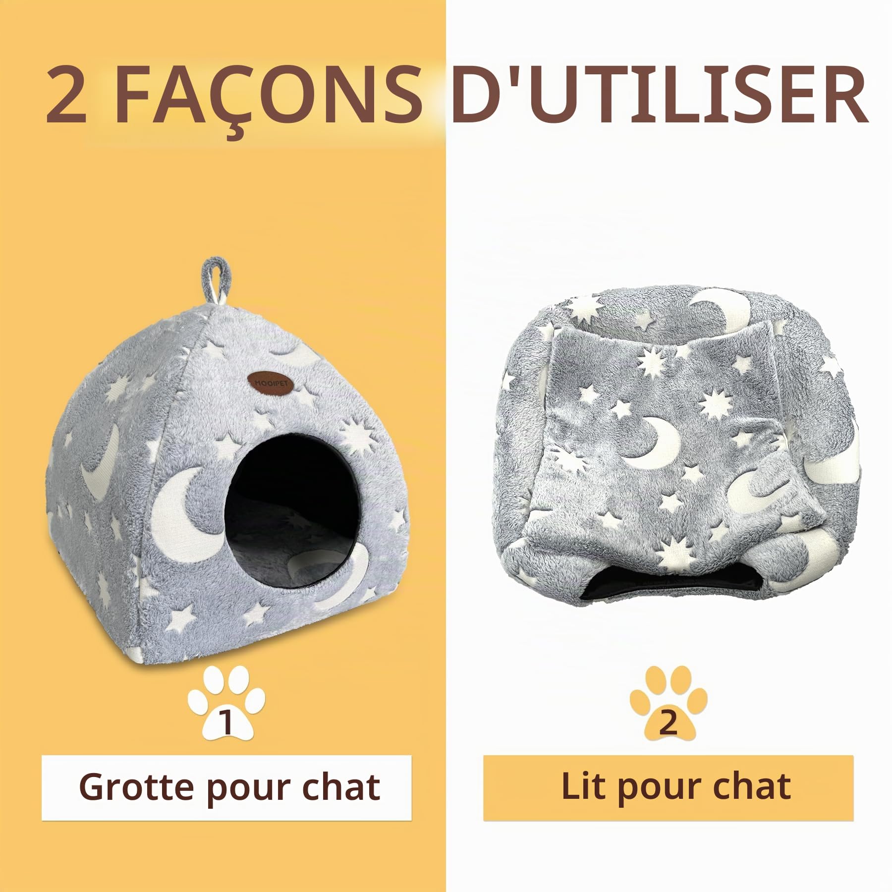 Niche pour Chat d’intérieur Maison Chat avec Coussin en Peluche Nid de Chat Abri Chaud Lit pour Petits Animaux 33x33x35cm