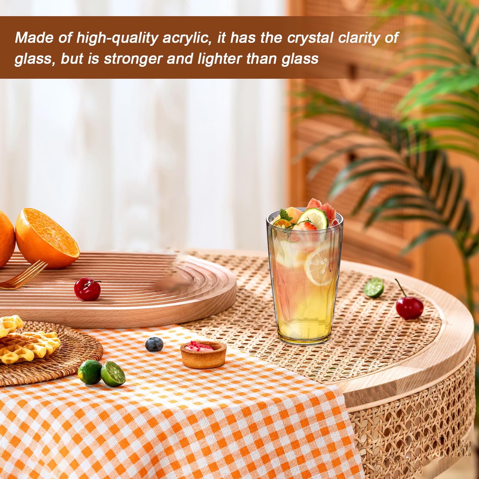 Coffret 6 Verres à Eau Indiens 450 Ml En Plastique Réutilisable Jaune Koma