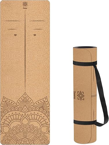 Miniatura 1 de Tapete de yoga de corcho  0.197 in de grosor, tapete deportivo de corcho orgánico natural, protección del medio ambiente, TPE antideslizante y