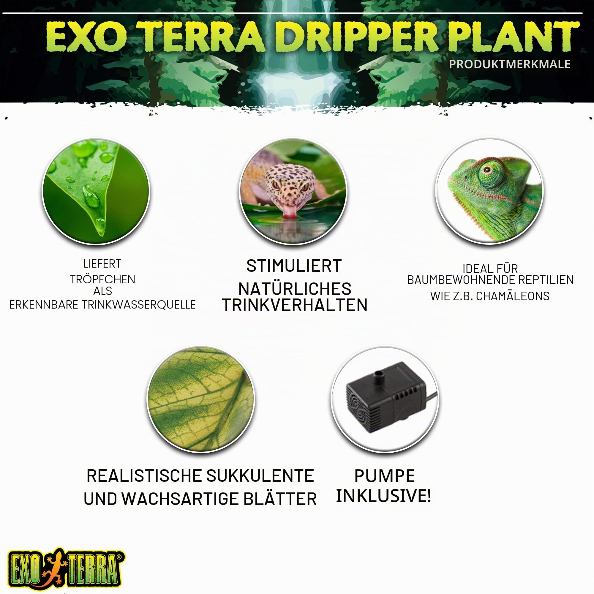 Exo Terra Dripper Plant Tropfbewässerungssystem mit Pumpe groß L
