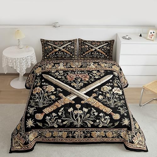 Miniatura 28 de Manfei Juego de ropa de cama Groovy de los años 70 para niños y niñas, juego de edredón retro con margaritas para todas las estaciones, tamaño