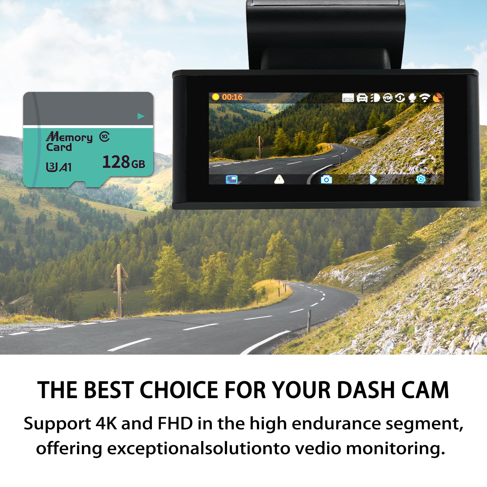 Scheda di memoria da 128 GB, 128 G, lettura 76 MB/s, scrittura 50 MB/s, espansione universale per Dash Cam, telecamera di sicurezza, droni, tablet e console di gioco portatili