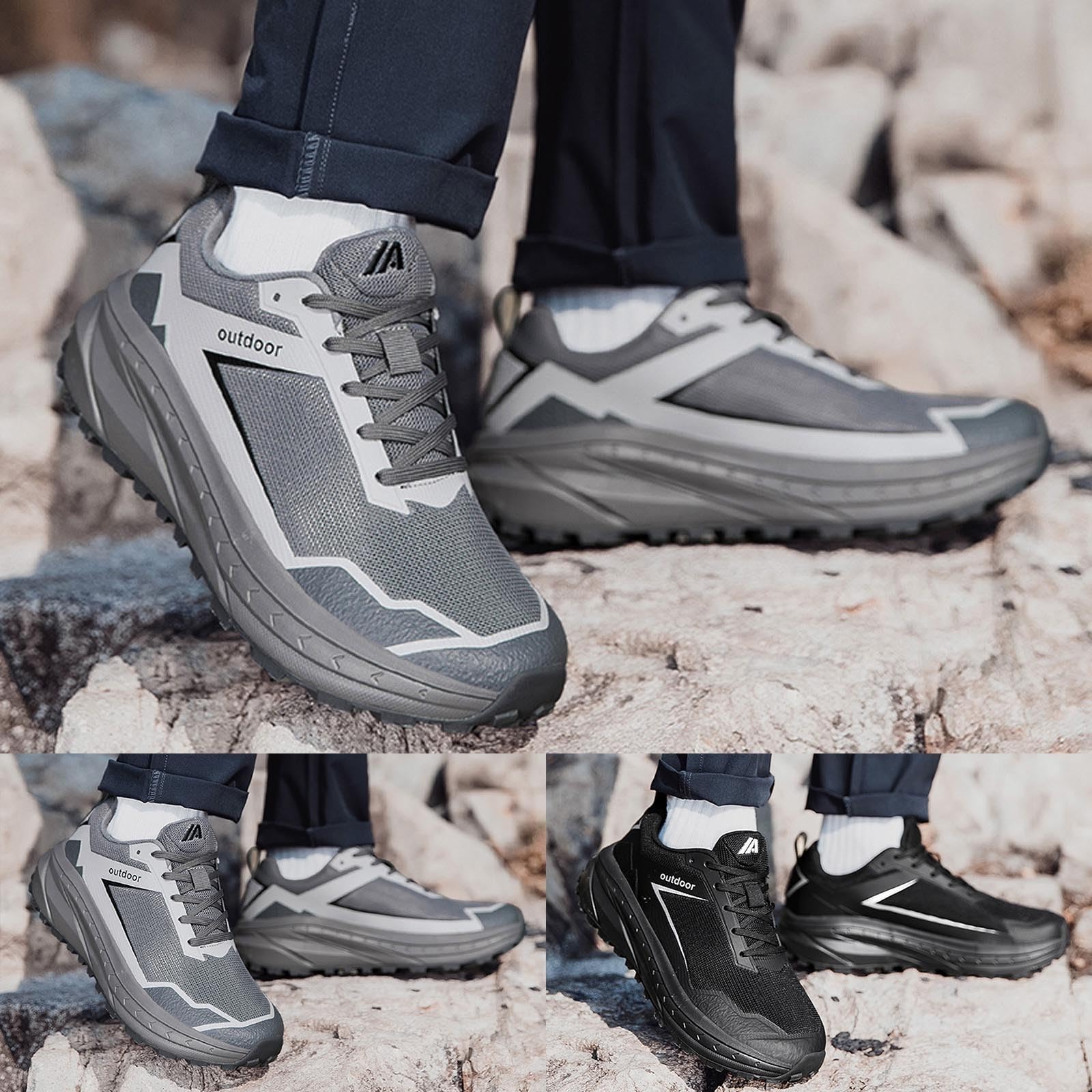 Zapatillas de correr para hombre, zapatillas de deporte anchas, ligeras, transpirables, cómodas, antideslizantes, para senderismo, deportes al aire libre y fitness