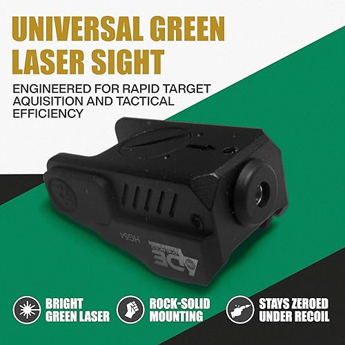 Miniatura 2 de ADE Advanced Optics HG54G-1 - Mira láser verde universal – Haz de clase IIIA para pistola, escopeta, montaje Picatinny, accesorio de luz láser