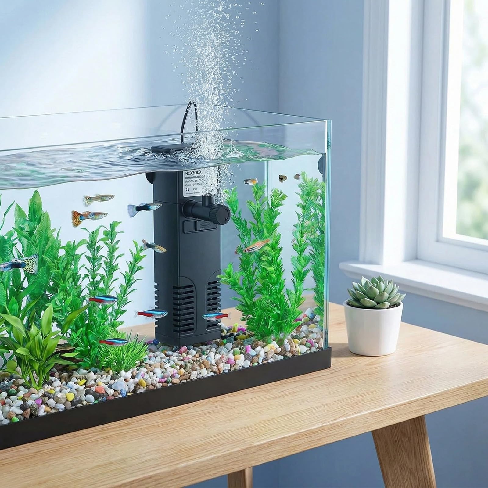 Filtre Intérieur Aquarium, Pompe Aquarium, Débit d'eau 200L/H, Convient pour Aquarium à Poissons 40L, Peut être Utilisé pour Le Pompage De l'eau, PulvéRisation D'oxygène, Filtration