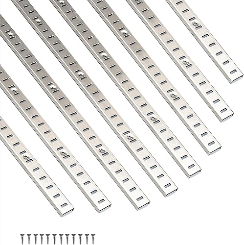 Miniatura 1 de Soporte ajustable para estante de 40 pulgadas, paquete de 8 tiras plateadas de pilastra para estantes, riel de estante, estantes de pared