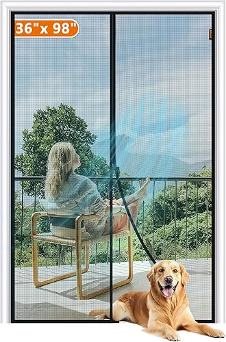 MAGZO - Pantalla magnética para puerta de 36 x 98 pulgadas, tamaño pantalla 38 x 99 pulgadas, cortina de fibra de vidrio resistente para puerta de