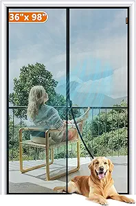 MAGZO Magnetic Screen Door Fit Door Size 36 x 98 Inch, Screen Size 38" x 99" Strong Magnets Mesh, Reinforced Fiberglass Net for Patio and Front Entrances, Gray