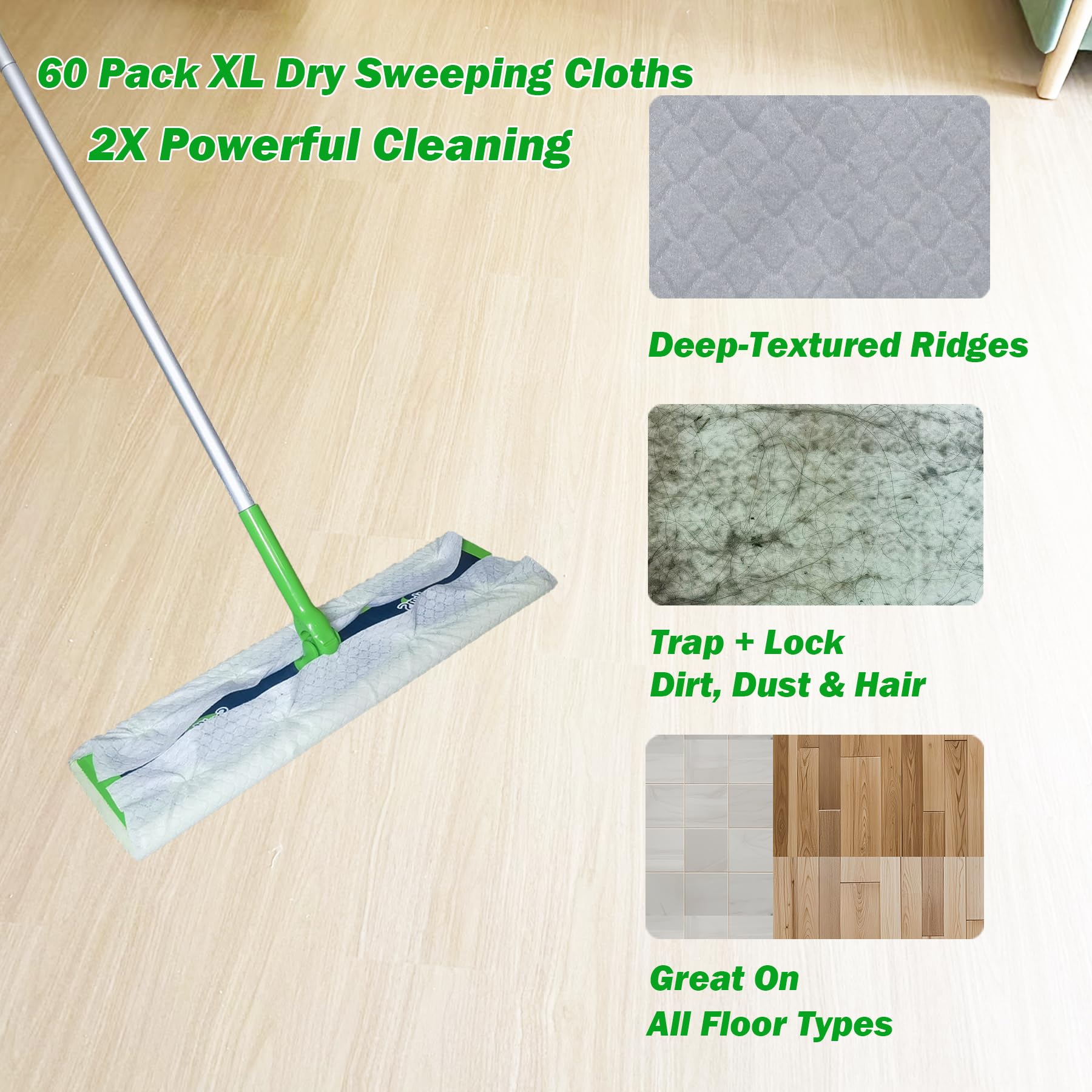Recambios de paño de barrido en seco XL para trapeador Swiffer Sweeper XL, almohadillas secas desechables XL, repuestos de tela seca para polvo de pelo de mascotas, repuestos de tela seca resistente