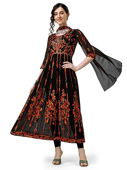 Women's Georgette Embroidered and Sequence Work Anarkali kurta and Dupatta Set