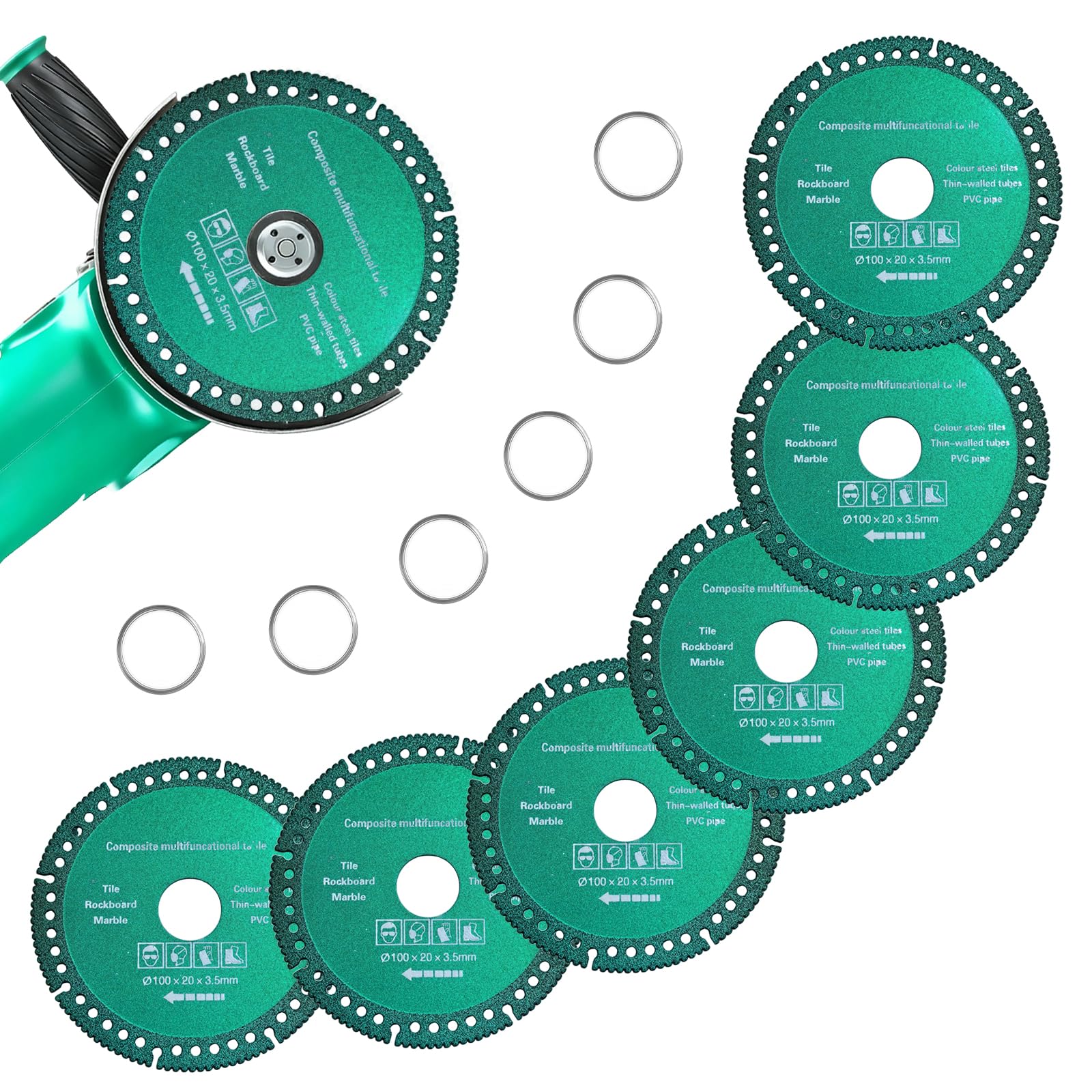 6pack 4" Angle Grinder Discs, Indestructible Disc for Grinder,Cutting Discs 4 1/2 Metal, Die Grinder Sanding Discs, Diamond Saw Blades for Smooth Cutting Ceramic Tile Glass Metal Wood PVC Pipe