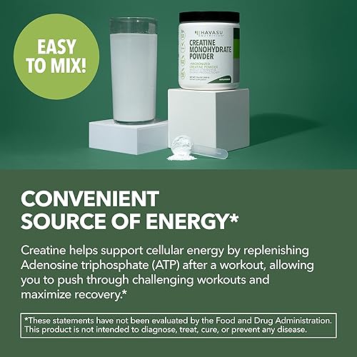 Miniatura 6 de Polvo de monohidrato de creatina micronizada, bebida de recuperación después del entrenamiento, producción de músculo, fuerza y energía, 0.18 onzas