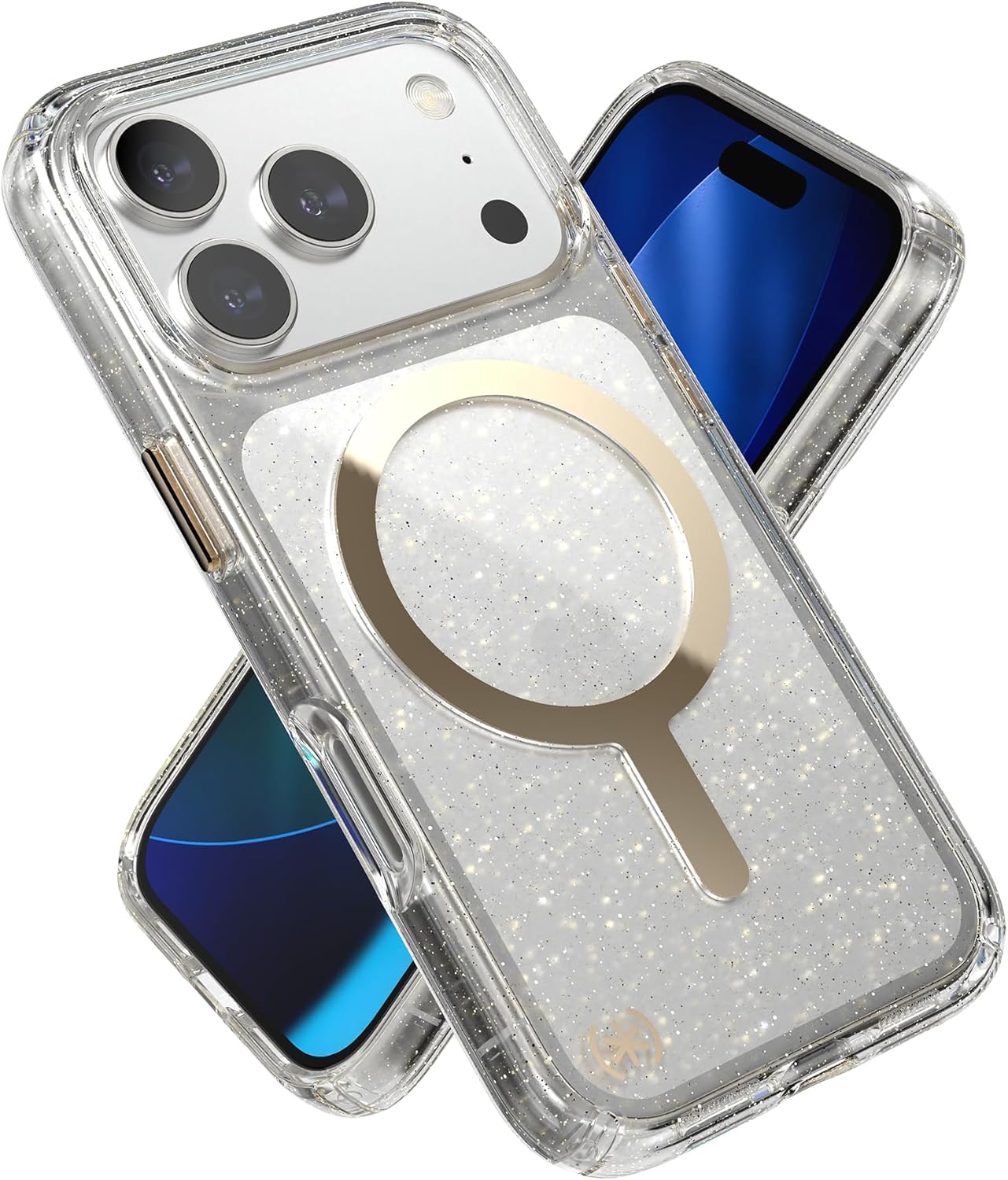 Speck Presidio LUX for iPhone 17 Pro Case, MagSafe-Compatible, Slim Protective Case, Glitter/Gold Metallic