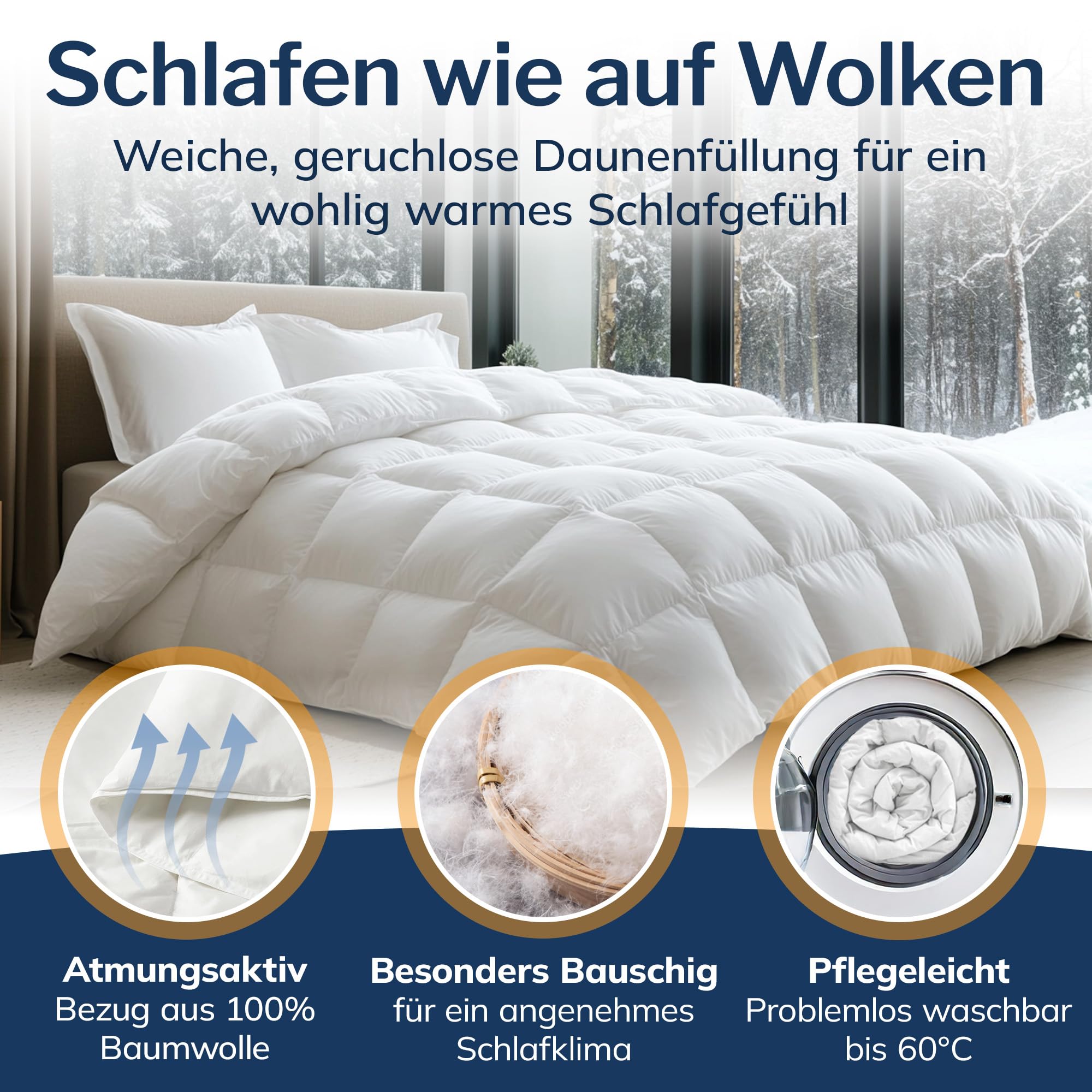 CALMONT - Daunendecke 200x200 als Praktische Ganzjahresdecke I Oeko-Tex | CALMONT - Daunendecke 135x200 als Praktische Ganzjahresdecke I Oeko-Tex