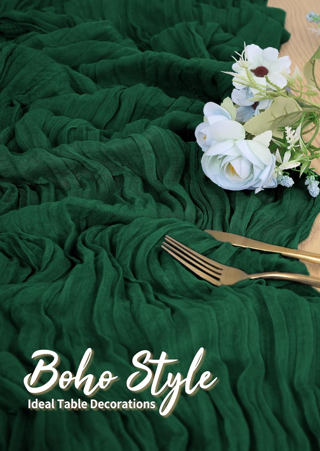 20 Pack Cheesecloth Table Runner Forest Green, Rustic Boho Gauze Fabric Table Runner Romantic Table Runner for Wedding, Festival, Birthday, Anniversary, Dinner and Outdoor Events (17.7 x 108 inch)