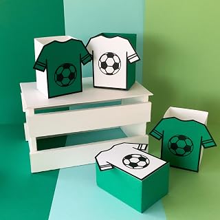 Pinfliers Soccer/Ball/Sports/Football Theme Birthday Decoration,Paper Big Popcorn Boxes for Party/Birthday Table Decorative Items for Boys, A set of 10 Big Popcorn Box/Tub, Green