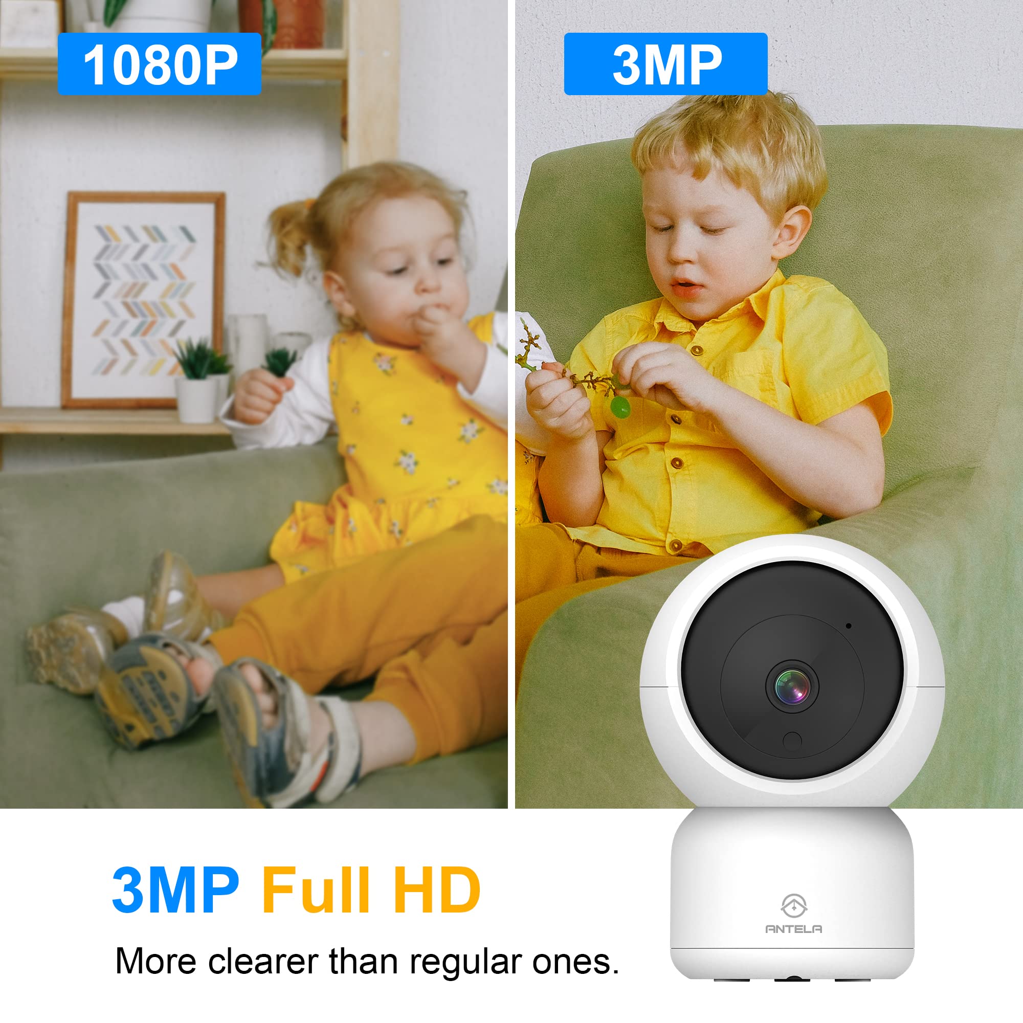 Caméra Wi-Fi Intérieure 3 Mpx Avec écran 2,4" - Appel En Un Bouton, Rotation 355°, Vision Nocturne, Compatible Alexa - 2