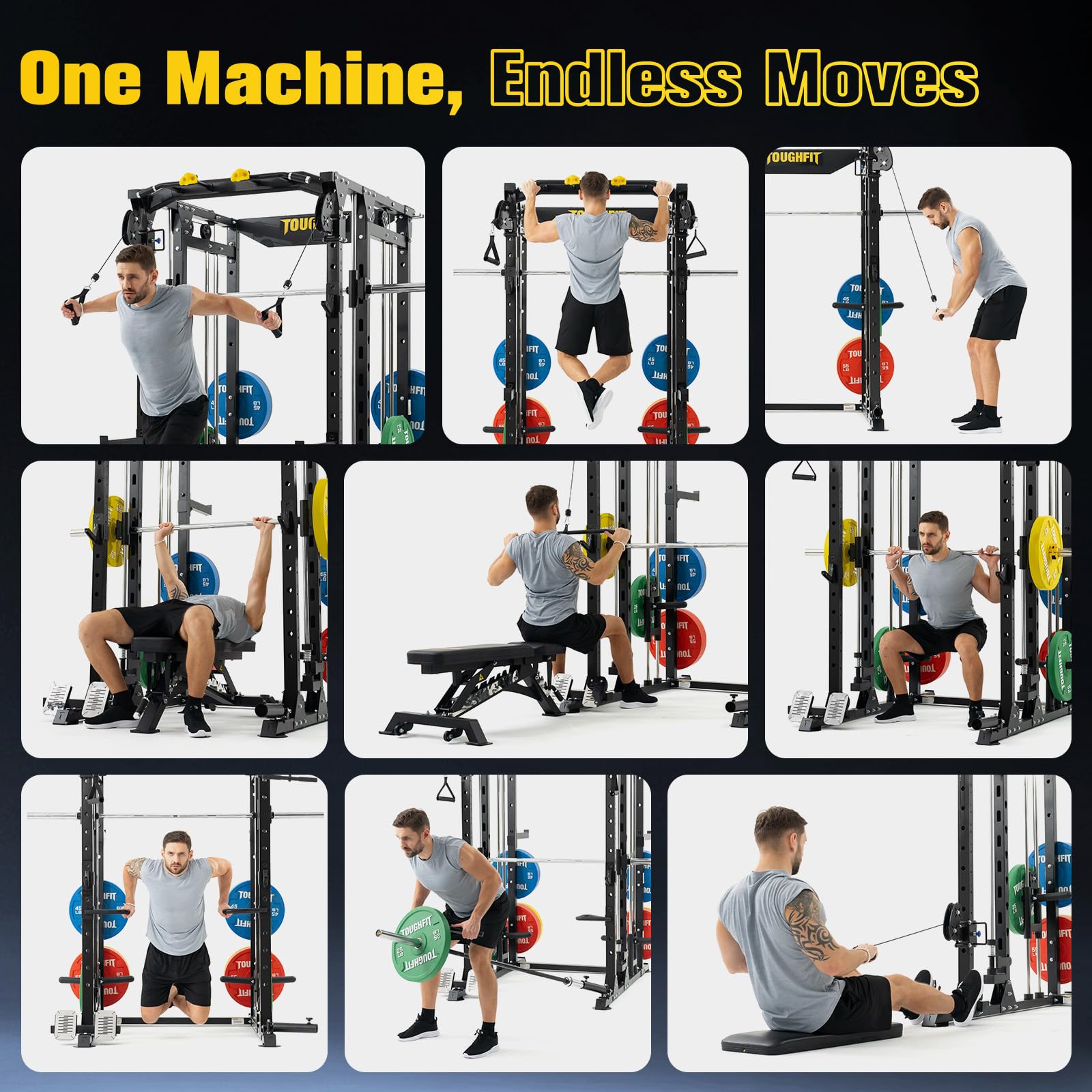 ToughFit F4 Smith Machine, Power cage with Adjustable Cable