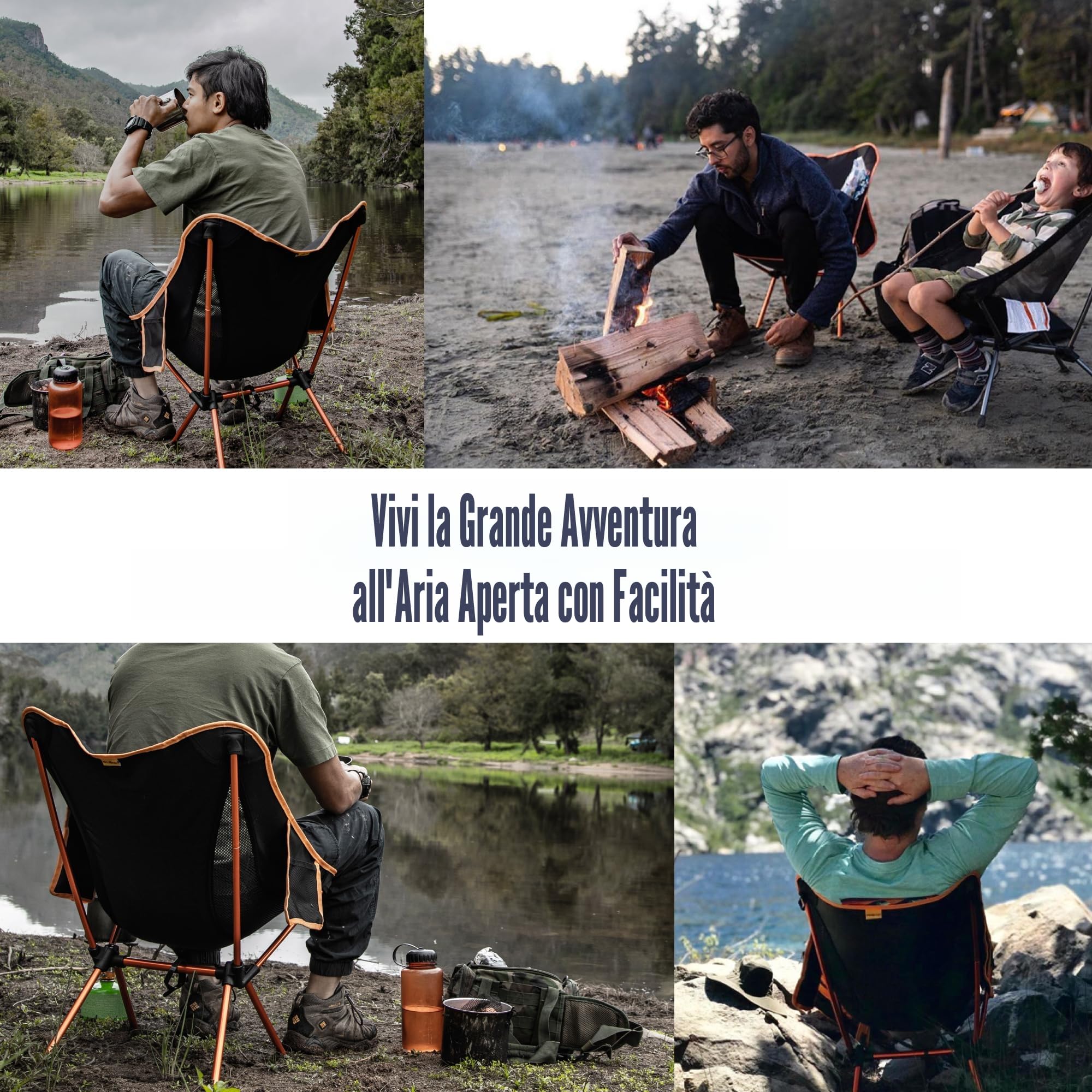 TREKOLOGY Sedia Pieghevole Portatile Ultraleggera (Meno di 1 kg) con Poggiapiedi Estraibile – Sedia da Campeggio Compatta 135kg per Trekking, Pesca, Spiaggia