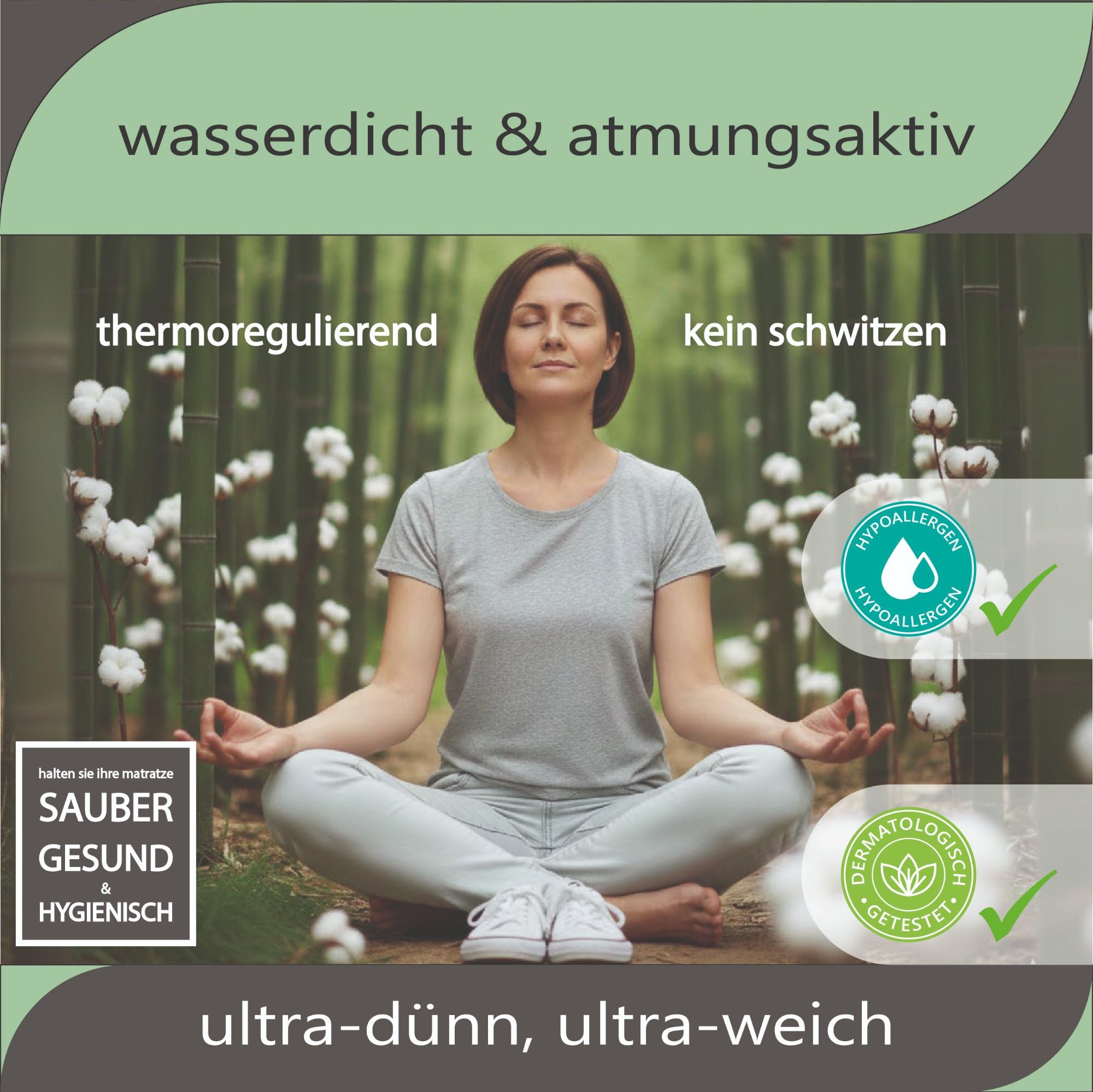 Twillie Matratzenschoner 160 x 200 Bambus – Premium-Qualität – Wasserdicht & Atmungsaktiv – Mit Naturbaumwolle, Schweizer Sanitized Anti-Milben Antibakteriell Geruchshemmend – Hergestellt in EU
