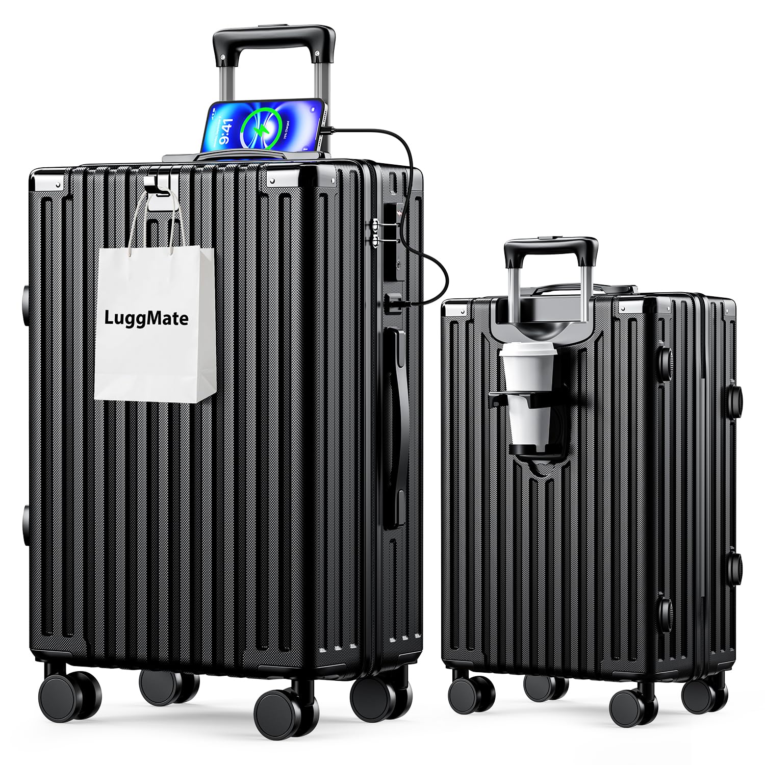 [LuggMate] スーツケース 多機能 超軽量 大容量 超軽量 機内持ち込み…