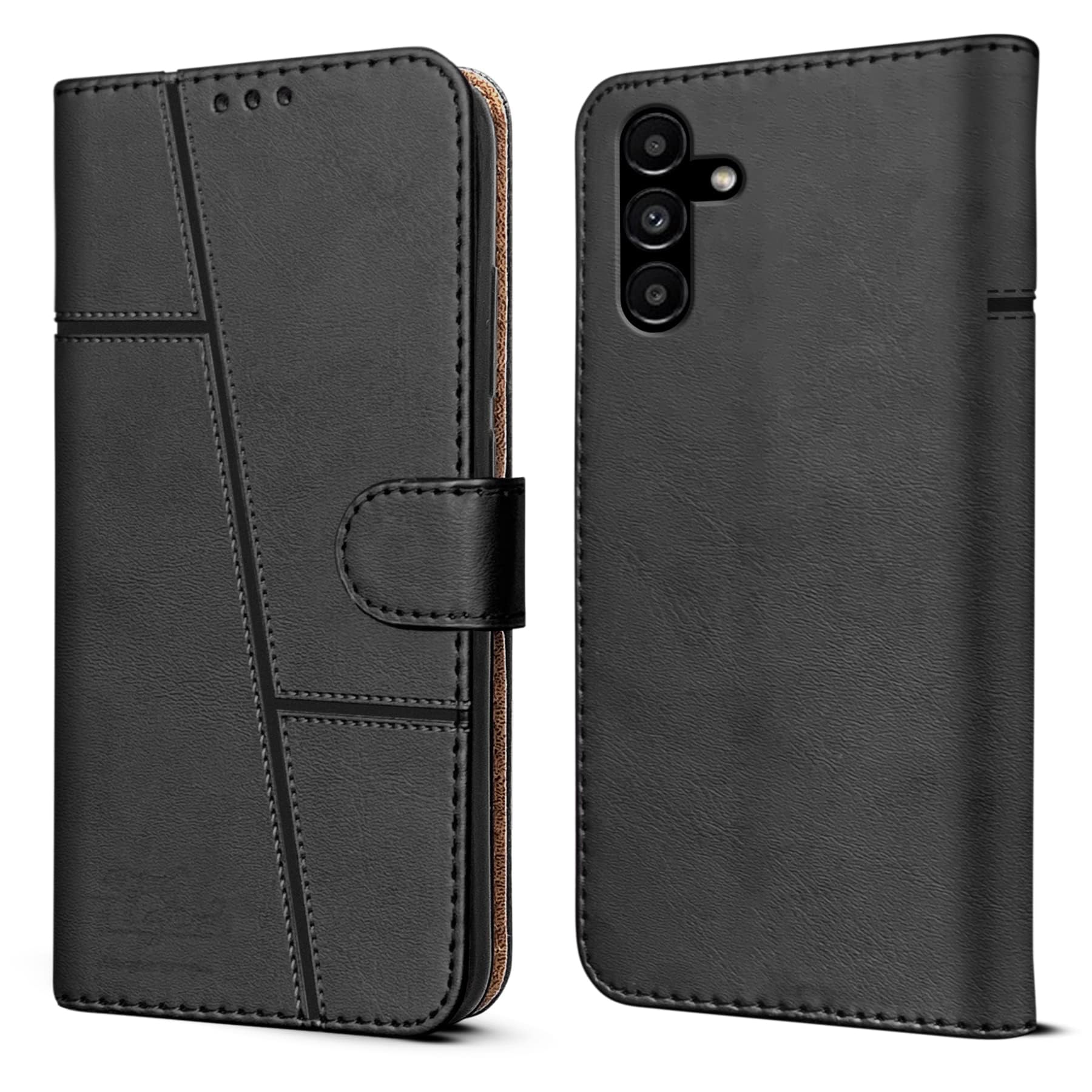 Jkobi Flip Cover Case for Samsung Galaxy A14 4G | 5G (Stitched Leather with Closure | Black) (B0CBVH28Y4) Amazon Price History, Amazon Price Tracker