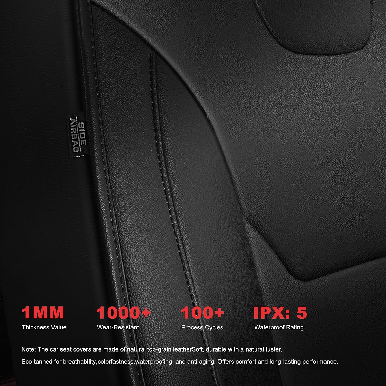 TTX LIGHTING Custom Fit Seat Covers for Ford Fusion 2013-2020 Full Set 5 Seats Premium Waterproof Faux Leather Airbag Compatible Black, Ford Fusion Seat Protector
