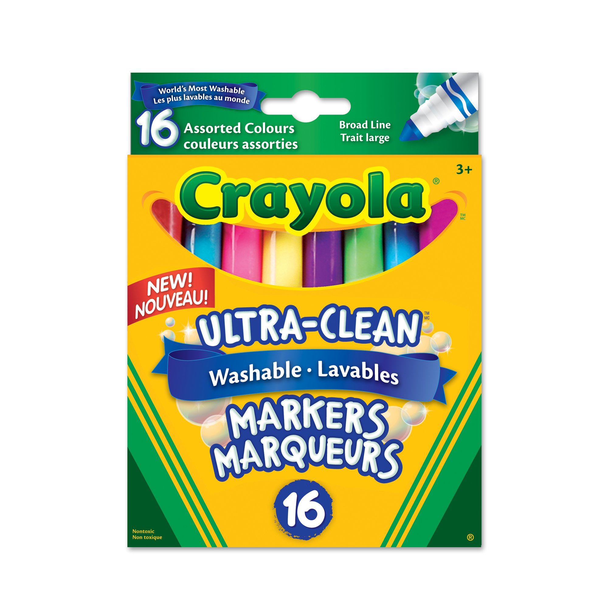 Crayola 56-7916 16 Washable Broad Line Markers, Colossal, School and Craft Supplies, Drawing Gift for Boys and Girls, Kids, Teens Ages 5, 6,7, 8 and Up, Back to school, School supplies, Arts and Crafts, Gifting