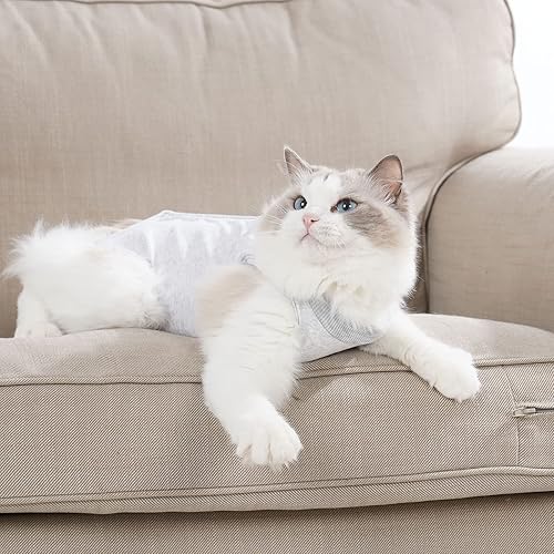 Miniatura 6 de Traje de recuperación de gato para hombre y mujer, quirúrgico, poscirugía, cono suave, camiseta, ropa, esterilización para lamer, pañales