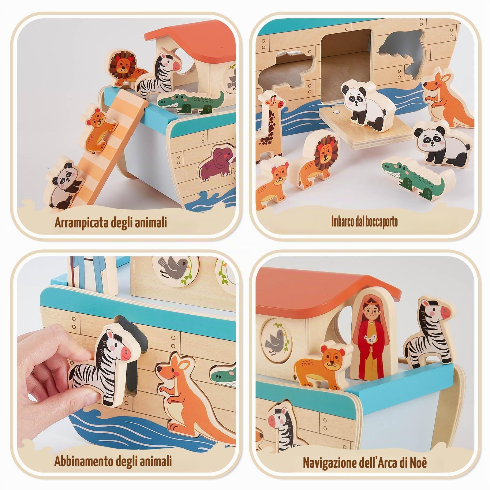 HERSITY Arca di Noè Giocattolo, Giochi Legno Bambini 1 Anno con Set Animali
