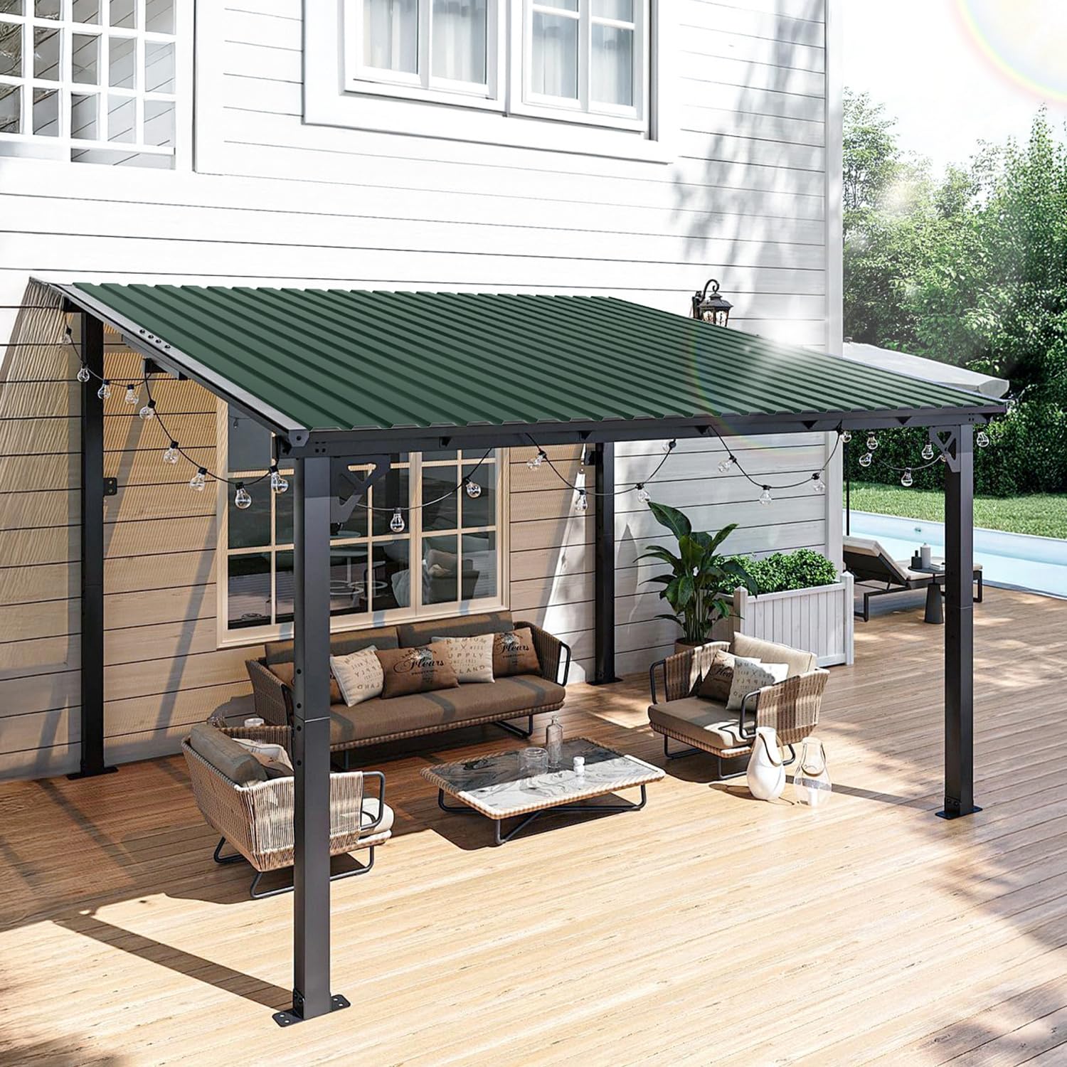 24x Profilblech Trapezblech Dachplatten 115 x 45 cm, ca. 12,4 m², 0,25 mm Metall verzinktes Stahlblech für Carport Gartenhaus Schuppen, inkl. Schnittschutzhandschuhe, Grün