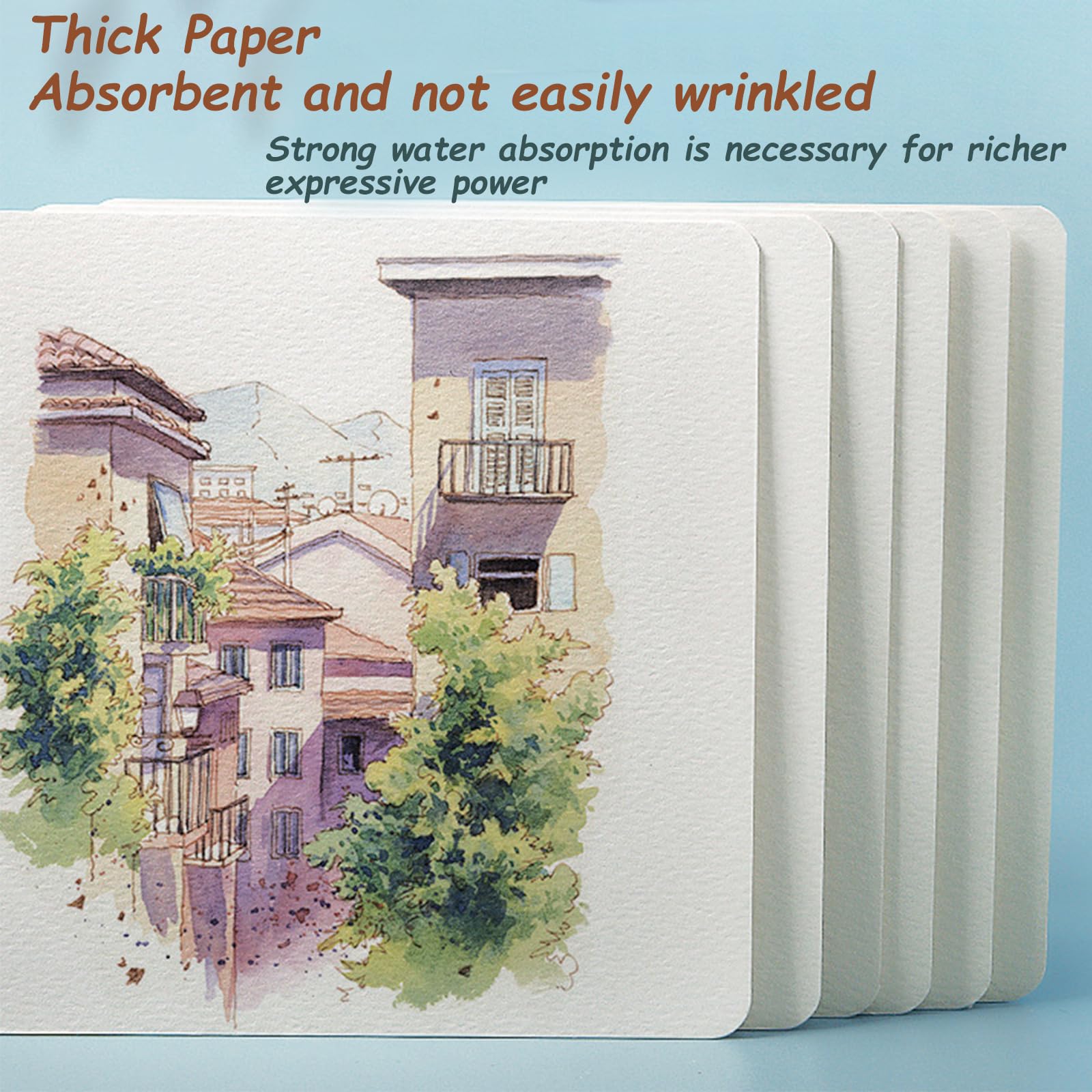 50 Sheets Watercolor Paper Square, 300g Cotton Watercolor Paper Suitable for Artists Adults,Students Painting Acrylic,Crayon - Image 4