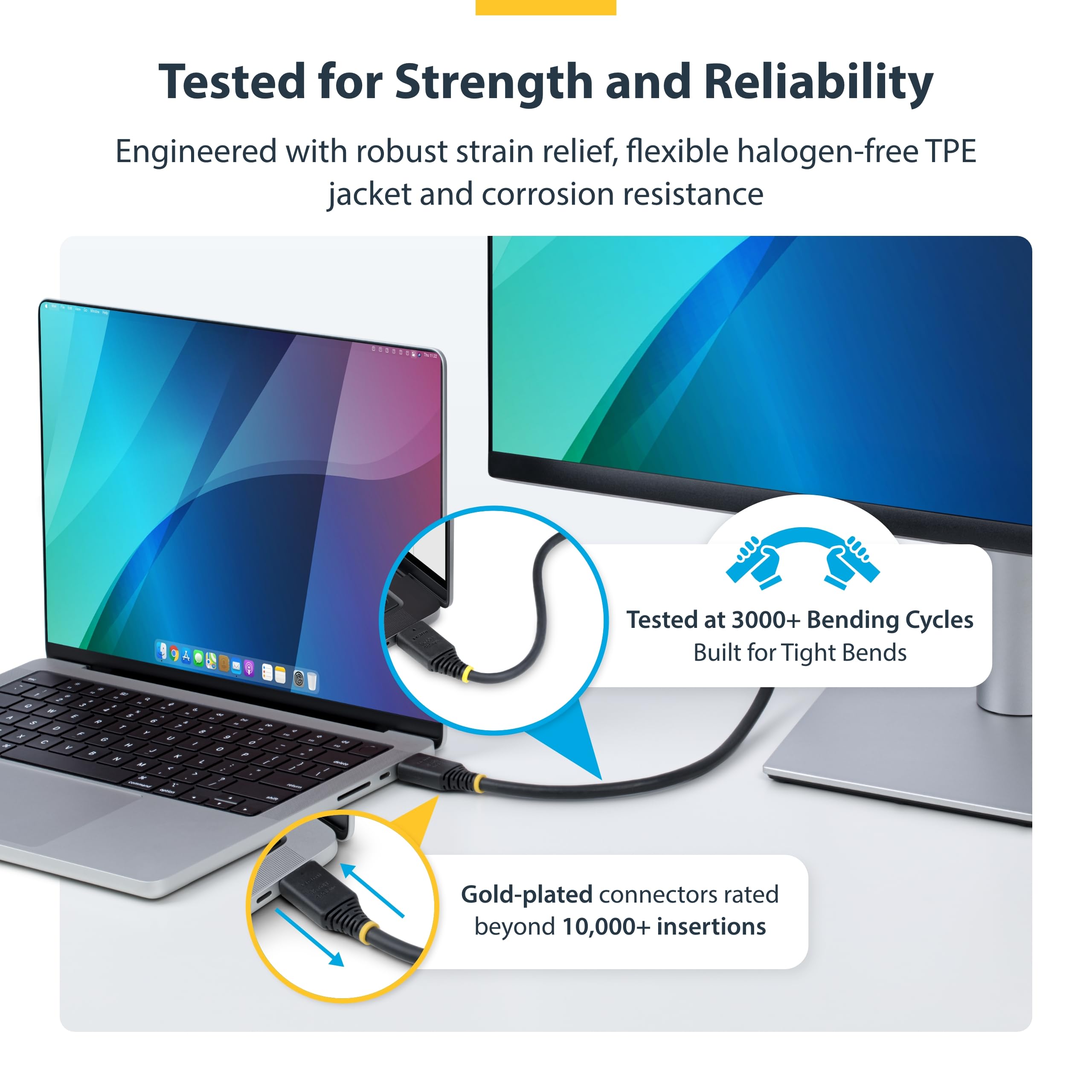 StarTech Cable HDMI de 5m Ultra Alta Velocidad, 8K 60Hz, HDR10+, 48Gbps | Funda de TPE flexible y RoHS, Compatible con adaptadores USB-C a HDMI, MacBook Air/Pro serie M