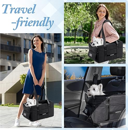 Miniatura 6 de GoHimal Consola asiento de coche para perros pequeños, gatos, suministros para mascotas, bolsa portátil para reposabrazos de automóvil, conveniente