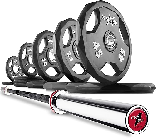 Miniatura 8 de XMark CROWBAR - Barra olímpica de levantamiento de pesas, barra olímpica de 7 pies, discos de peso de diamante negro y barras de pesas disponibles