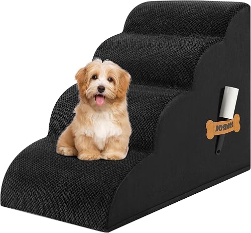 Romrol - Escaleras de espuma de alta densidad para perros y sofás, escalones extra anchos para mascotas con cubierta de tela duradera antideslizante