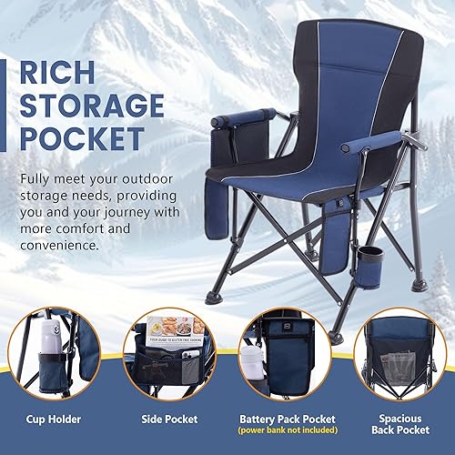 Miniatura 6 de Lamberia Sillas plegables portátiles con calefacción para deportes al aire libre, sillas de césped resistentes para adultos con soporte de 400