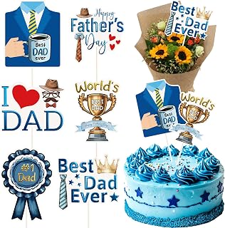 Ceiba Tree 12pcs Happy Father's Day Cake Topper Toppers Toothpicks Picks Best Dad Ever Cocktail Appetizer Cake Decorations