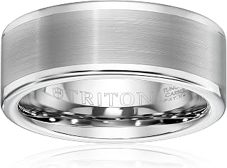 Triton Men's Black Tungsten 8mm Comfort-Fit Wedding Band