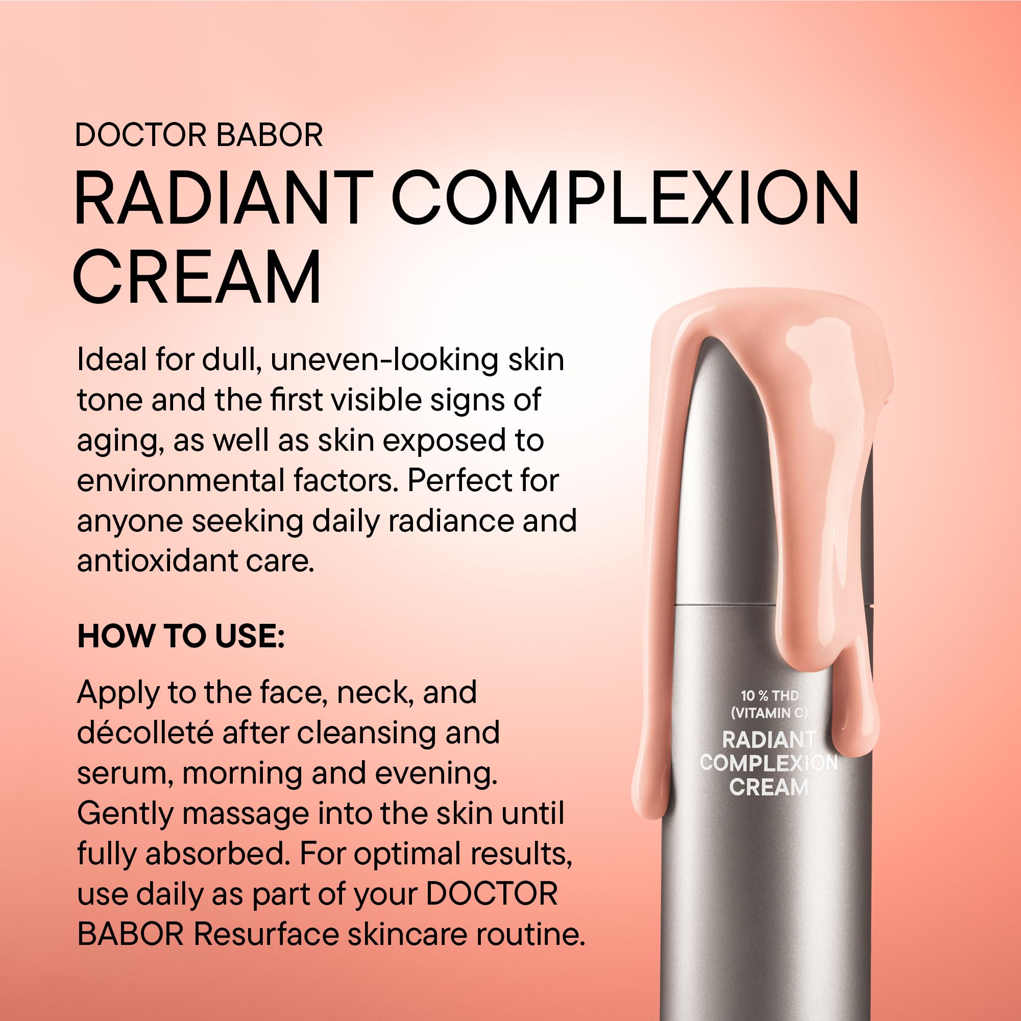 DOCTOR BABOR Radiant Complexion Cream (50 ml) – Crema hidratante facial vegana con ácido hialurónico y 10% de vitamina C, reduce la hiperpigmentación y lograr una piel visiblemente más luminosa
