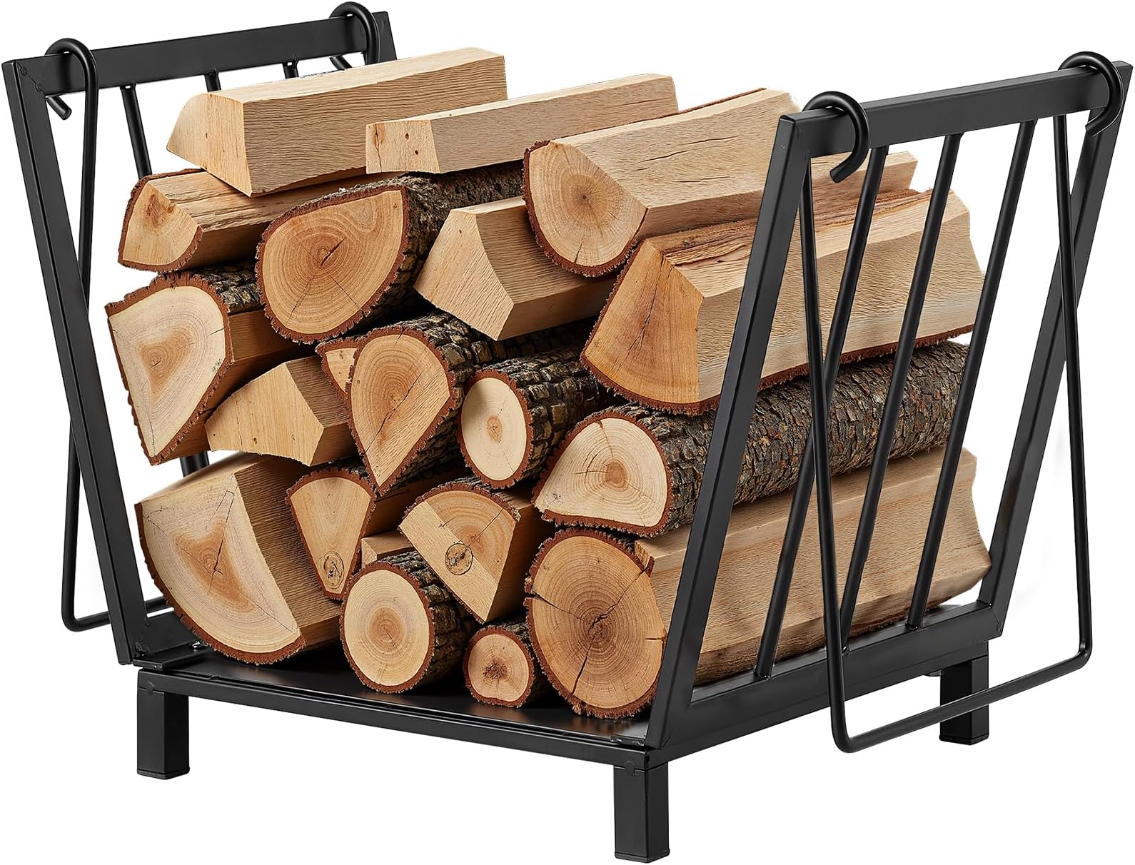 Amagabeli Garden Home Fireplace Log Rack Firewood Rack Indoor Outdoor Fireplace Log Holder 14.2 x 12.6 x 12.4inch Handle Steel Wood Cradle for Wood Stove Hearth Log Carrier Storage Holder Stand