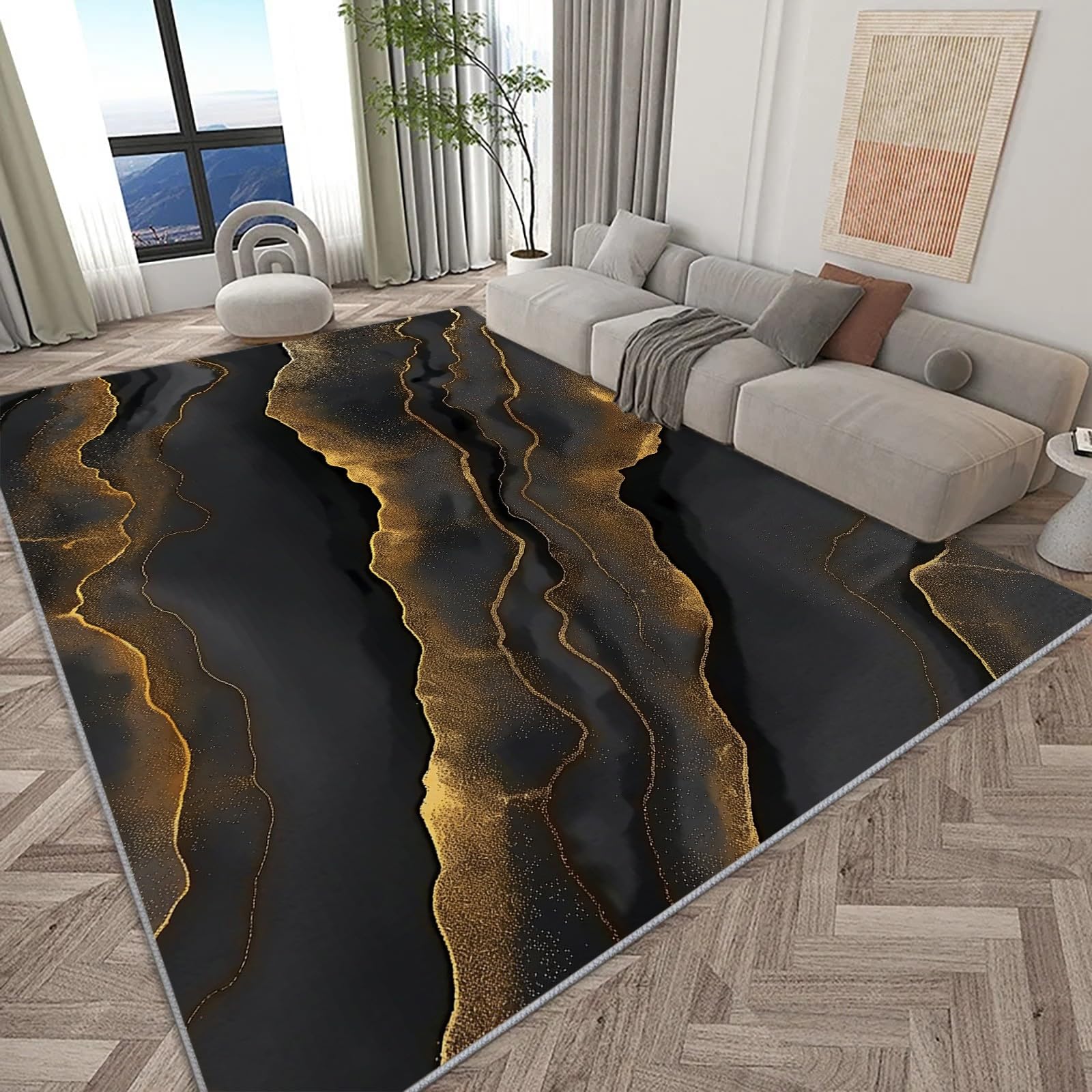 Tapis ultra doux marbre or 80x150 cm pour sécuriser et décorer le salon