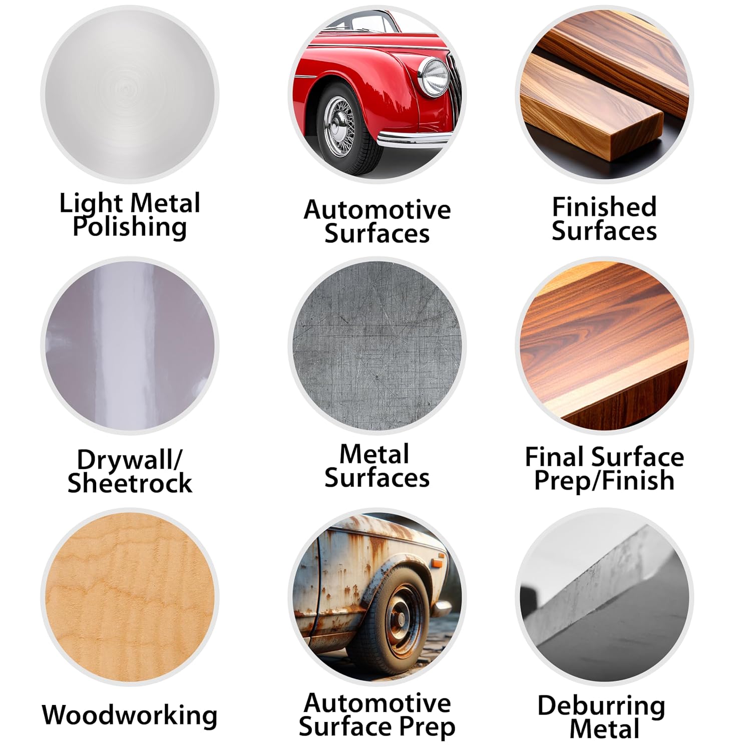 Non-Woven Surface Prep Sanding Set - Assorted 6" x 9" Hand Pads (10 Pack) and 5" Orbital Sander Discs (16 Pack)