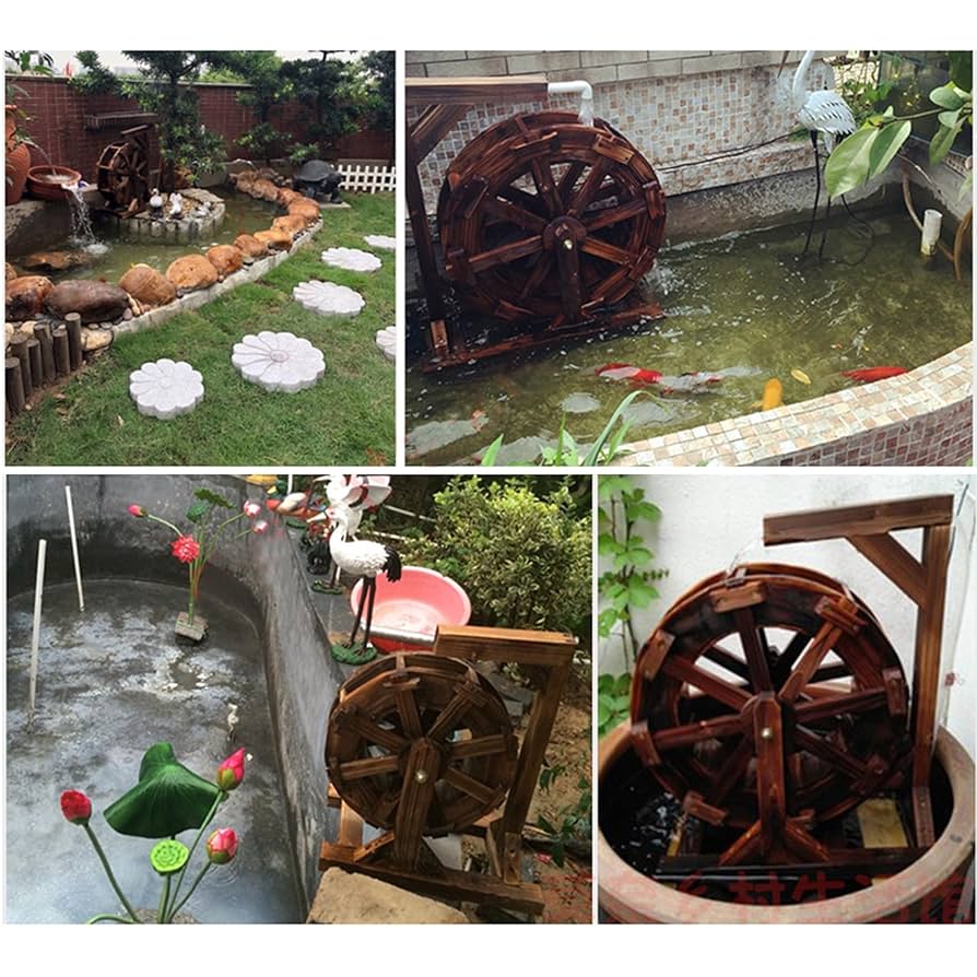 Amazon.co.jp: 風水ホイール 滝 木材 水車風車水装飾品ポンプ