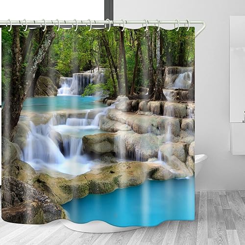 Miniatura 2 de El baño utiliza cortinas de ducha 3D Stream Waterfall, la bañera utiliza una cortina de ducha estándar de lujo de 72 x 72 pulgadas, cortinas de