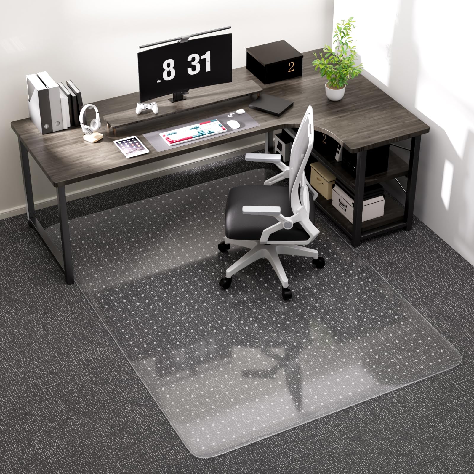 Office Chair Mat for Low Pile Carpet with Lip 48 x 60 Clear Plastic Floor Protector Heavy Duty