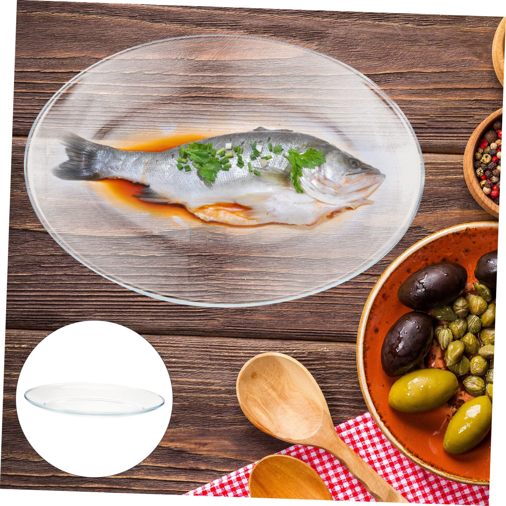 Zerodeko Plato de Pescado de Cristal Templado Transparente Grande Ovalado | Apto para Microondas, Horno y Lámpara de Calor, Uso en Hogar y Restaurante