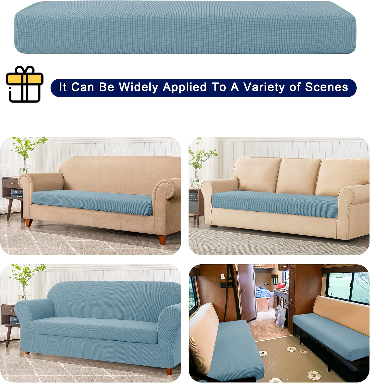 subrtex Stretch Sofa Cover Set 1 Piece Sofa Slipvover with A Gift Cushion Cover for 3 Cushion Couch(Steel Blue,Sofa)