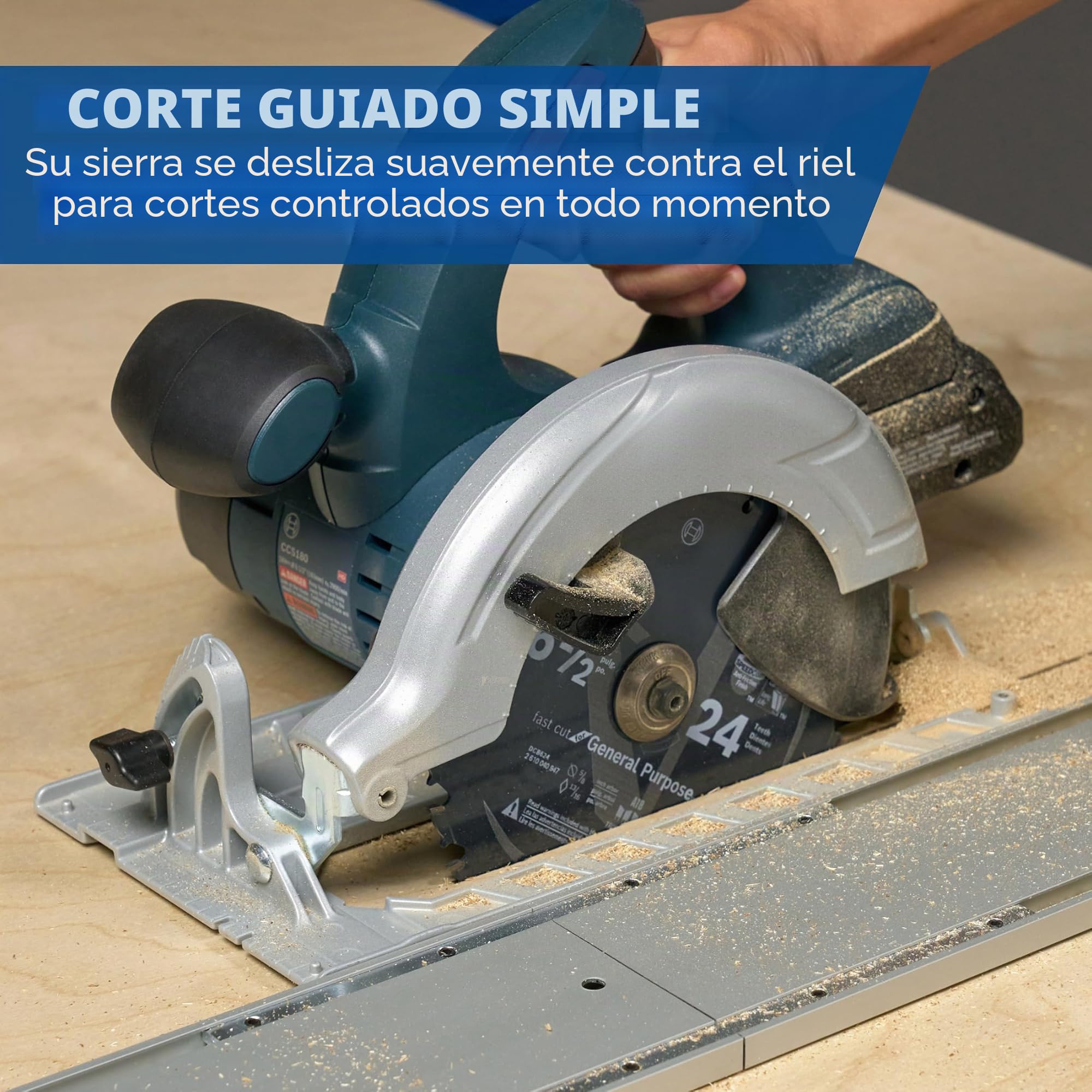 Kreg Guía de borde recto XL-8 pies | Para sierra circular, para corte cruzado preciso y corte rasgado, rieles guía de aluminio, grado profesional